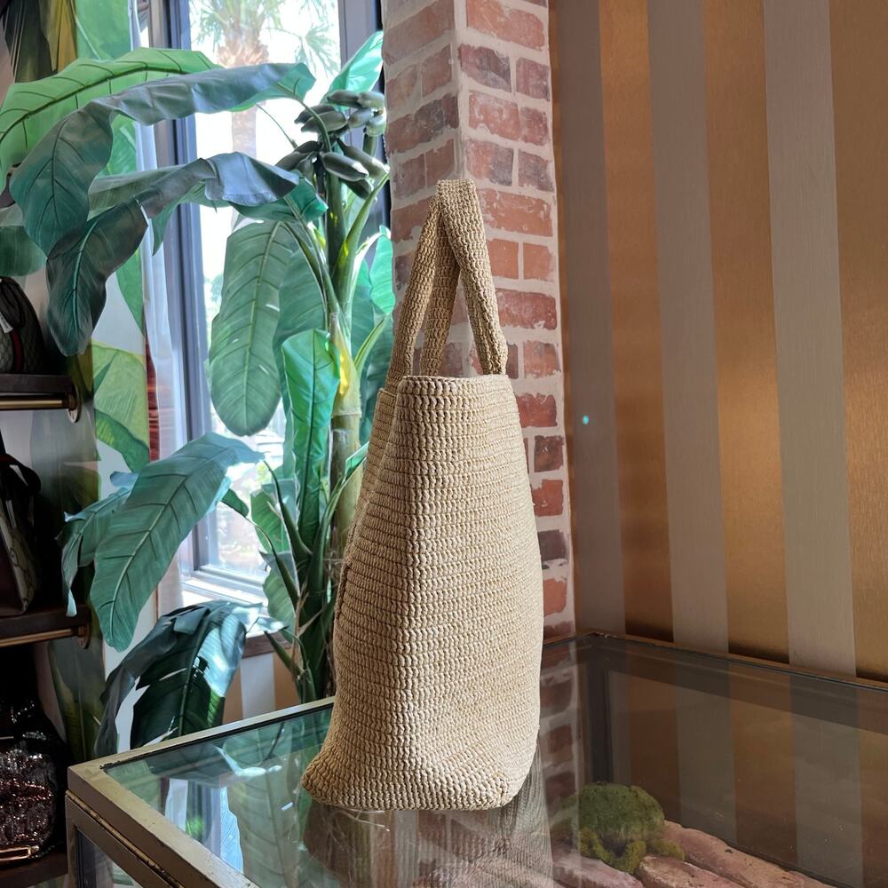 SAINT LAURENT Natural Raffia Logo Tote Bag - Picture 4 of 9